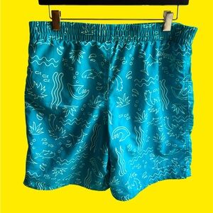 Columbia Teal Patterned Swim Shorts